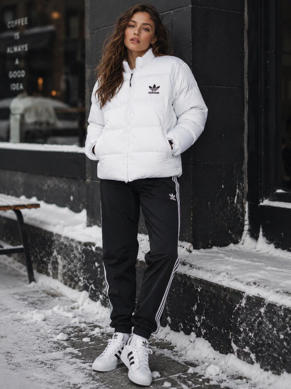 adidas Originals Womens SST Superstar Down Padded Coat White Puffa Bomber Size S